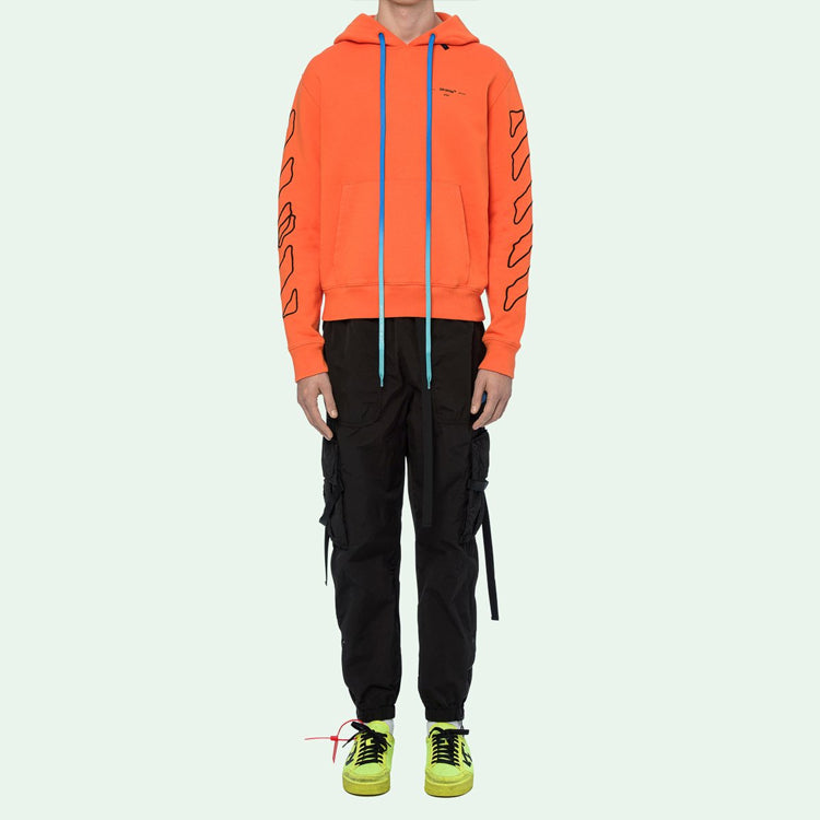 Men's Off-White Abstract Arrows Slim Arrow Washed Distress Geometry Embroidered Orange OMBB034F19E300111910
