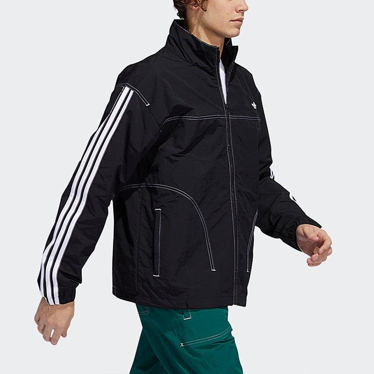 adidas originals Embroidered Logo Stand Collar Sports Jacket Black GD2057