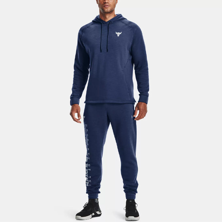 Men's Under Armour Project Rock Charged Cotton Fleece Breathable Sports Blue 1367033-404