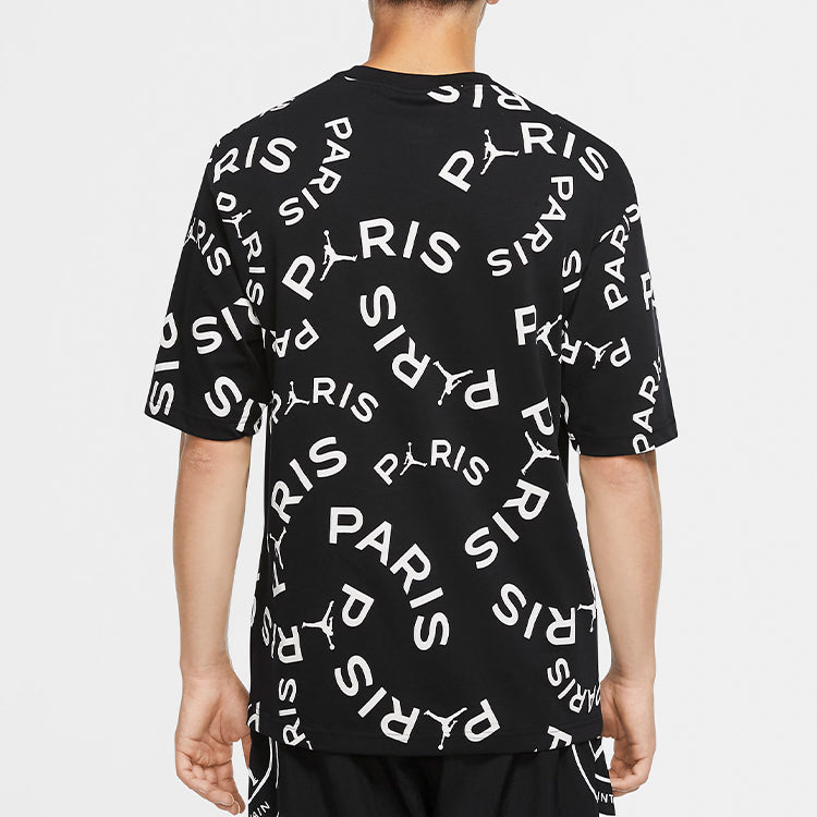 Air Jordan Paris Saint-Germain Jock Tag Alphabet Short Sleeve Black CK9788-010