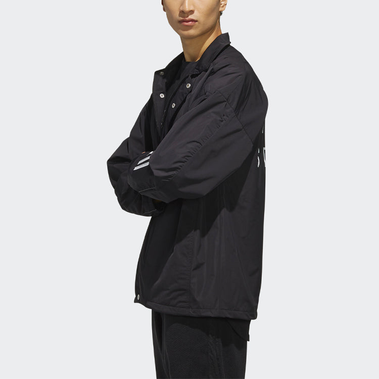 adidas M S2s Coach Jk Back Printing Sports Stand Collar Jacket Black ED1928