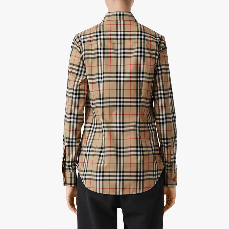 (WMNS) Burberry Vintage Plaid Stretch Cotton Shirt Cream 80222841