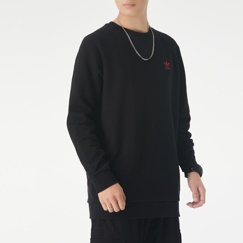 adidas originals logo Loose raglan sleeve Pullover Round Neck Black GD2540