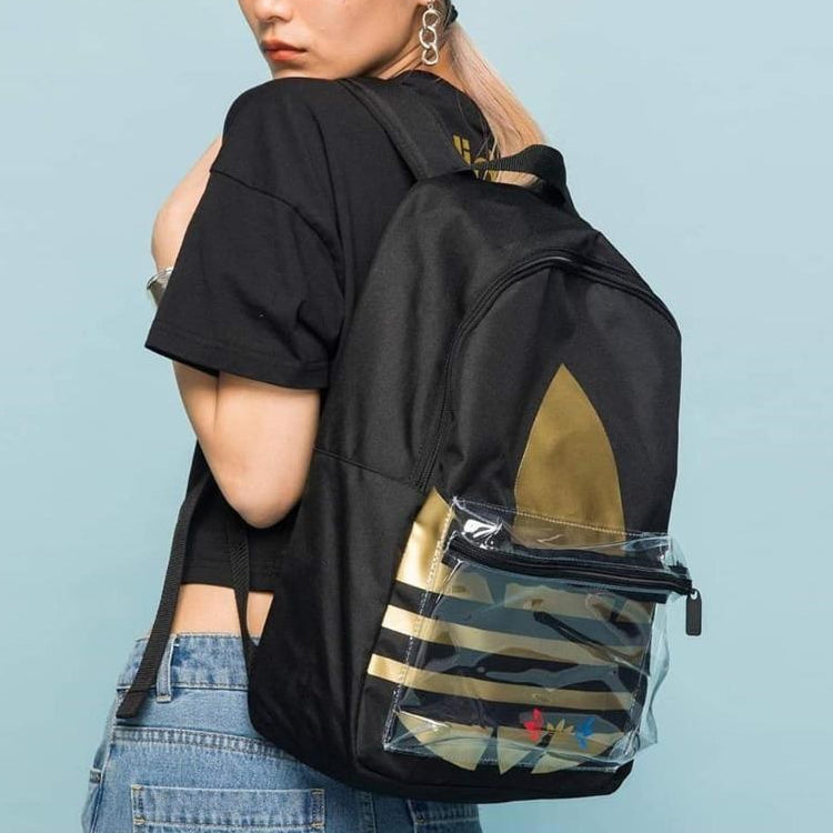 Black originals Adicolor Large Trefoil Classic Backpack 'Black Gold Metallic' FT8913
