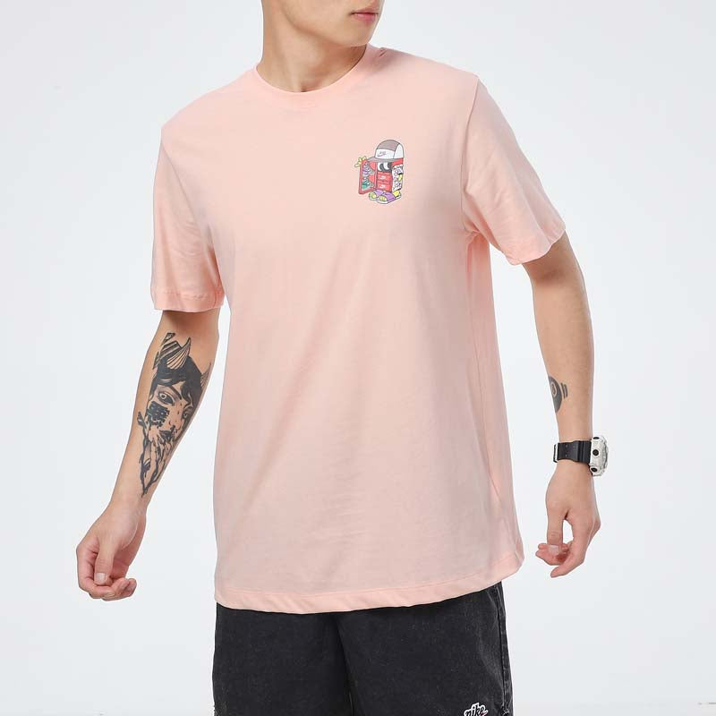 Nike Sportswear Shoe Cartoon Printing Sports Round Neck Short Sleeve Pink DD1261-800