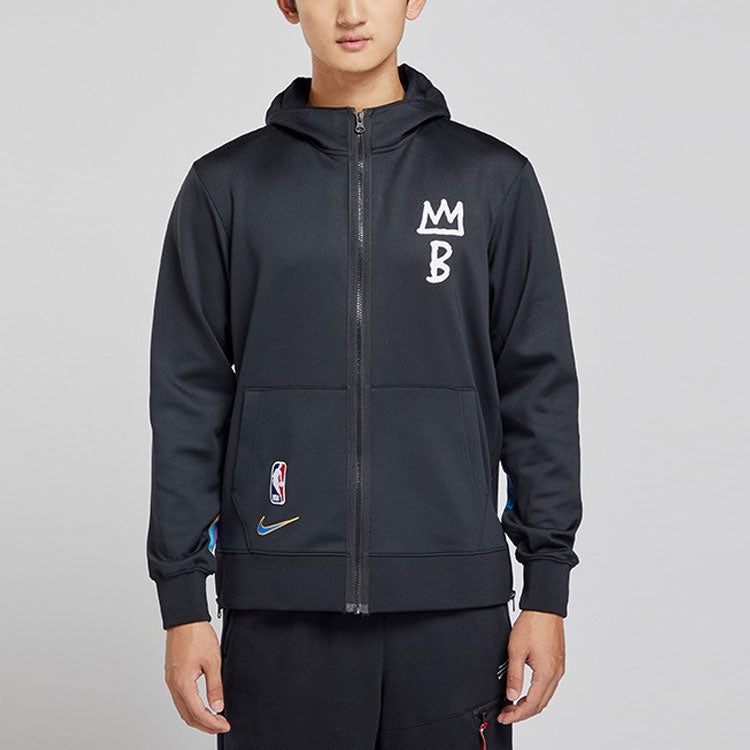 Nike Loose Casual Knit Brooklyn Basketball Hooded Jacket Black CN7883-010