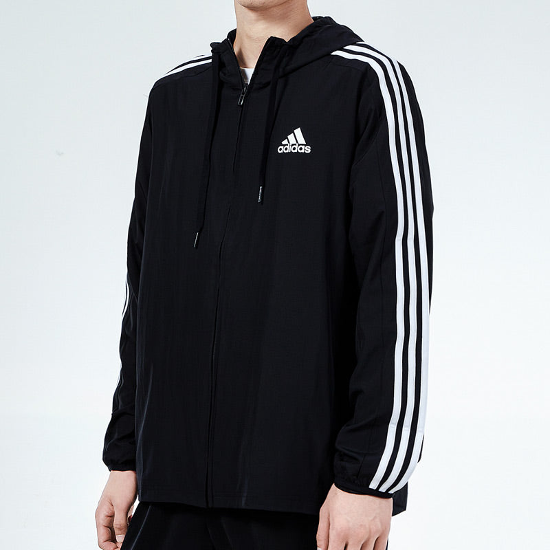 Men's adidas 3s Wb Training Sports Hooded Logo Jacket Autumn Black GV5256