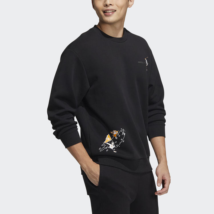 Men's adidas neo Casual Sports Pullover Round Neck Black HG9031