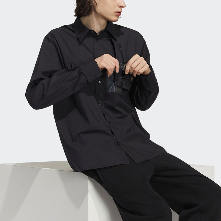 adidas originals Chest Solid Color Long Sleeves Shirt Black H58071