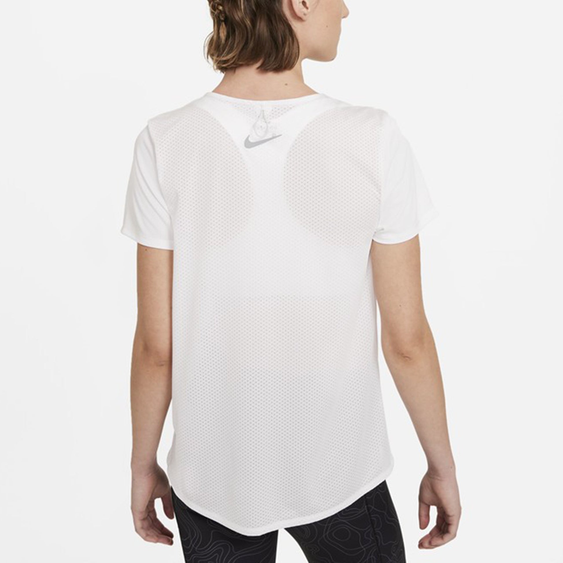 (WMNS) Nike Dri-FIT Reflective Logo Printing Quick Dry Breathable Sports Short Sleeve White T-Shirt DA1247-100