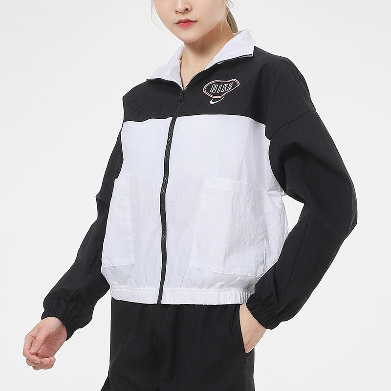(WMNS) Nike Embroidery Logo Stand Collar Jacket White CZ8319-010