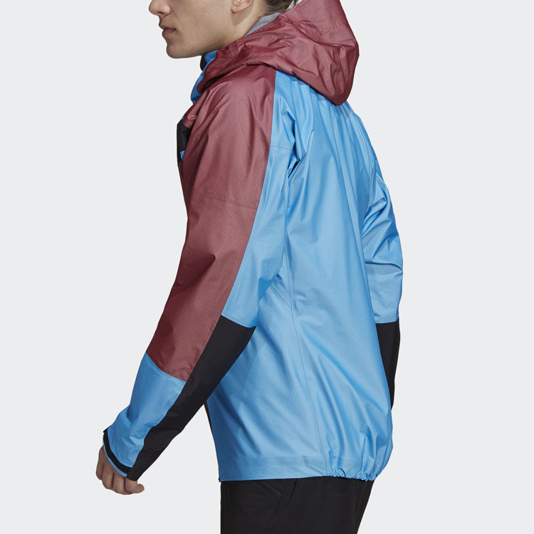 adidas Terrex Tr Light Gtx J Outdoor Sports Contrasting Colors Hooded Jacket Blue H55948