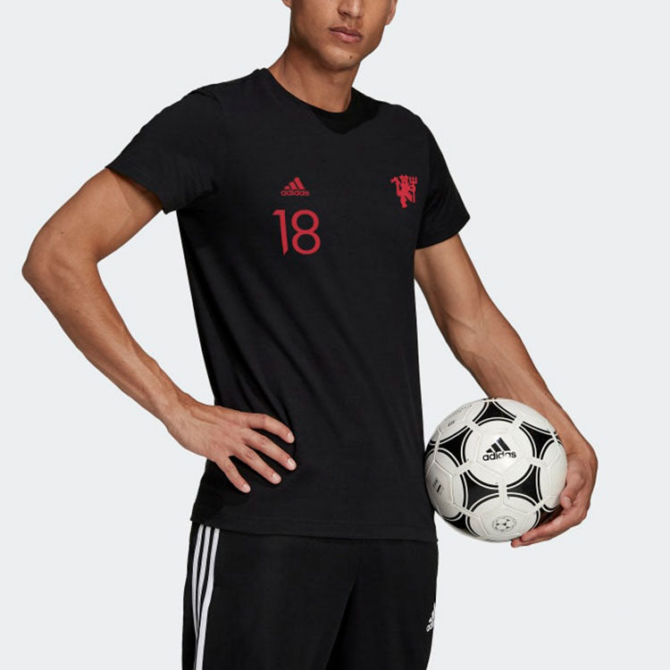 adidas Mufc Gfx T 18 Manchester United Soccer/Football Sports Short Sleeve Black IB8541