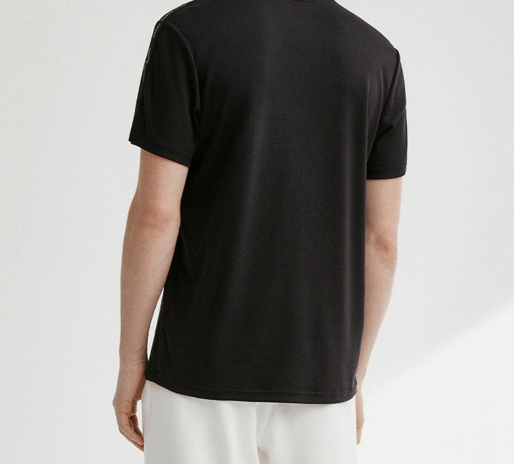 FILA Solid Color Minimalistic Logo Embroidered Short Sleeve Black F11M028136F-BK