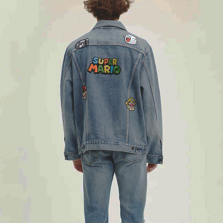Levis x Super Mario Cartoon Denim Jacket For Men Blue 77380-0016