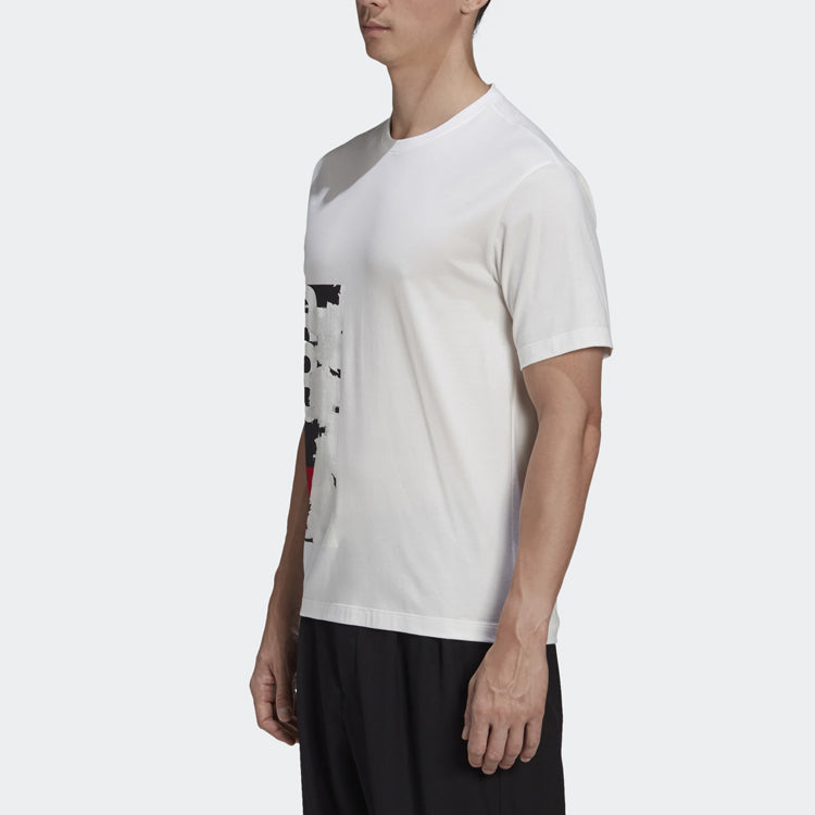 Men's Y-3 Printing Casual Round Neck Short Sleeve White T-Shirt GK4389