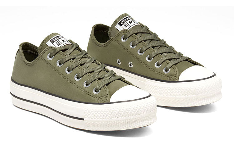 (WMNS) Converse Nubuck Chuck Taylor All Star Platform Thick Sole Green White Sneakers 'Green White' 566569C