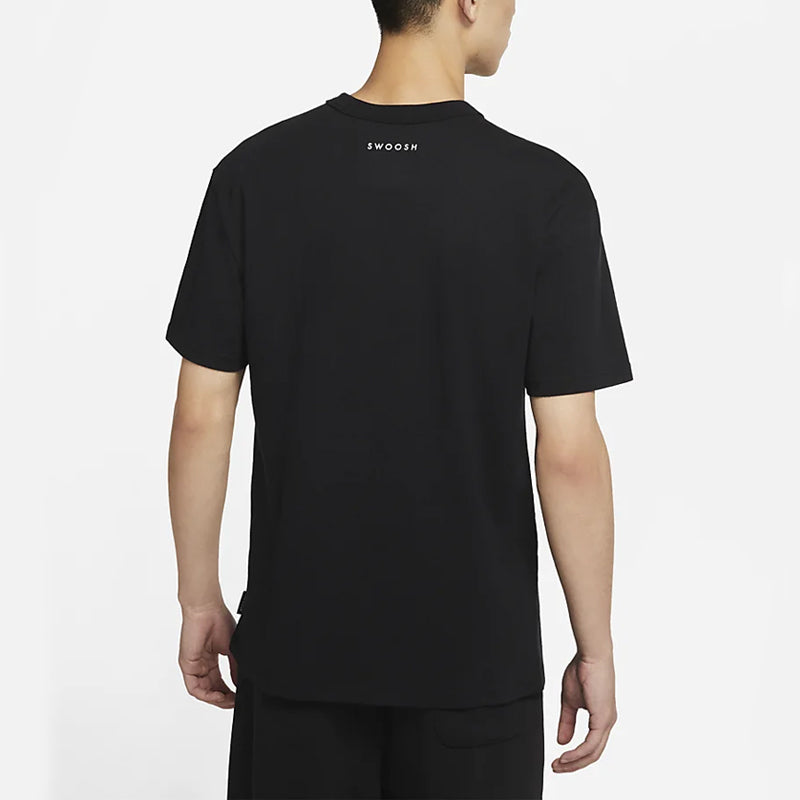 Nike Sportswear Swoosh Large Pocket Printing Sports Round Neck Short Sleeve Black DJ6297-010