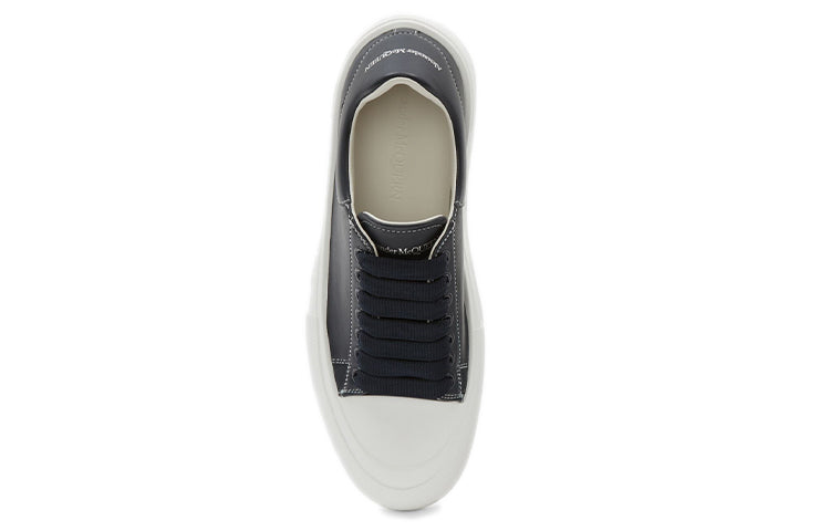 Alexander McQueen Leather Deck Plimsoll 'Navy Blue' 667817WIABK4472