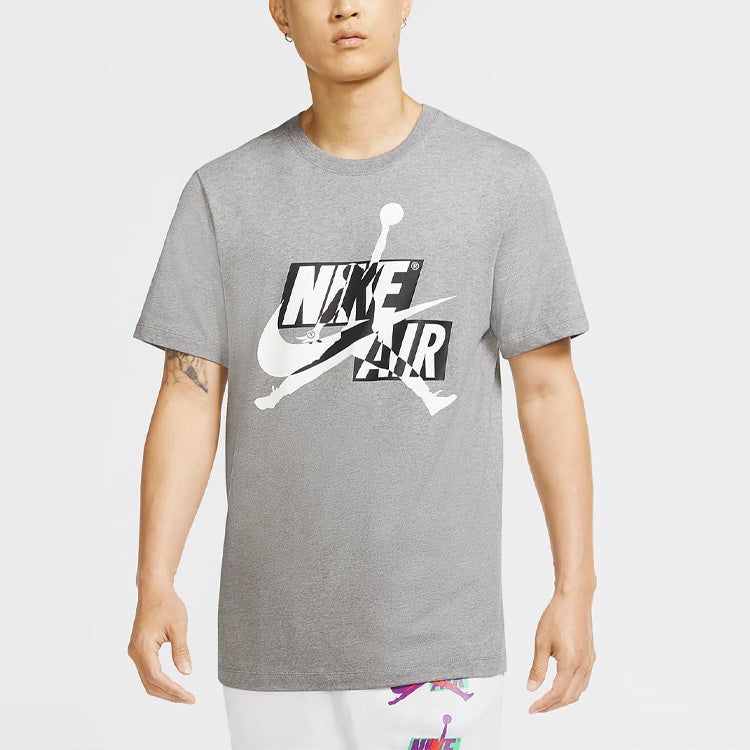 Air Jordan Printing Casual Sports Round Neck Short Sleeve Gray CU9570-091