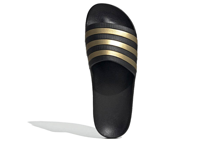 adidas Adilette Aqua Slides 'Black Gold Metallic' EG1758