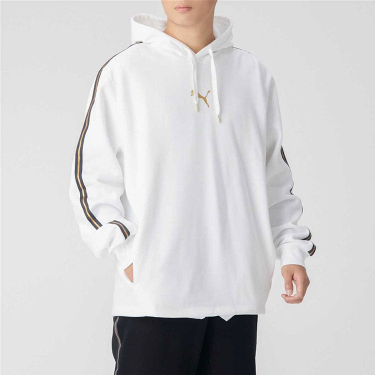 PUMA Bronzing Printing Fleece Lined Stay Warm hooded Knit White 587139-02