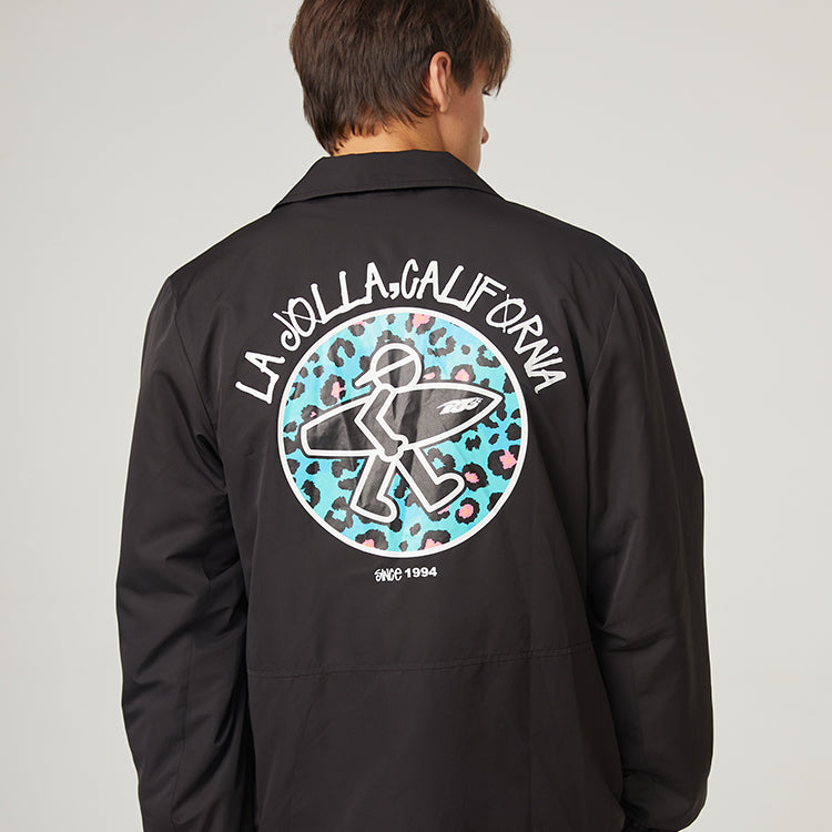 PJs Vigor Leopard print Surf Printing Coach Jacket Unisex Black 20SSJK1006-P