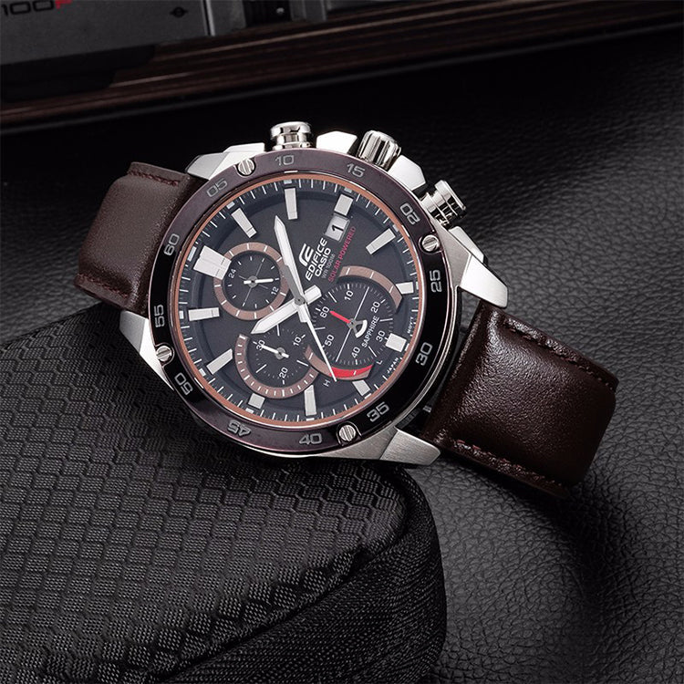CASIO Waterproof EDIFICE Sapphire Crystal Solar Powered Mens Brown Analog EFS-S500BL-1AVUPRD