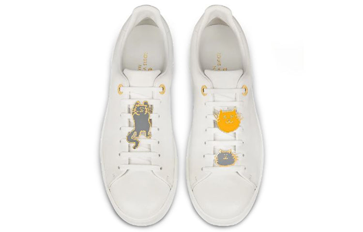 (WMNS) LOUIS VUITTON Frontrow Cowhide Cat Illustration Sneakers White 1A52EM