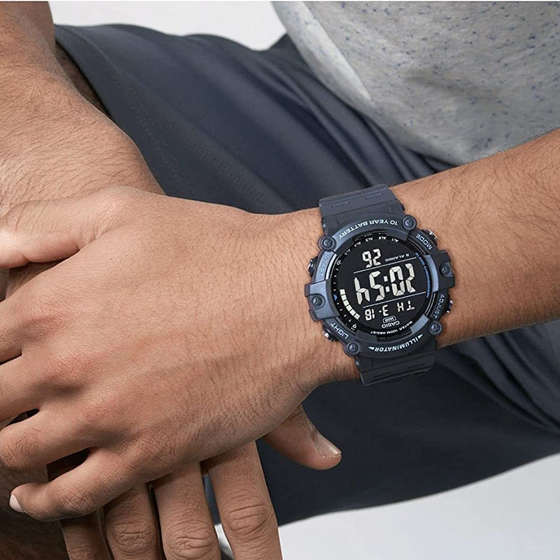 CASIO Sports Waterproof Mens Black Digital AE-1500WH-8B