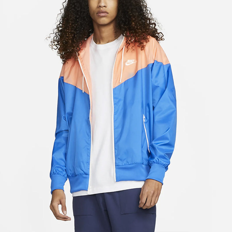 Nike Colorblock Zipper Windproof Hooded Jacket Blue DA0001-403