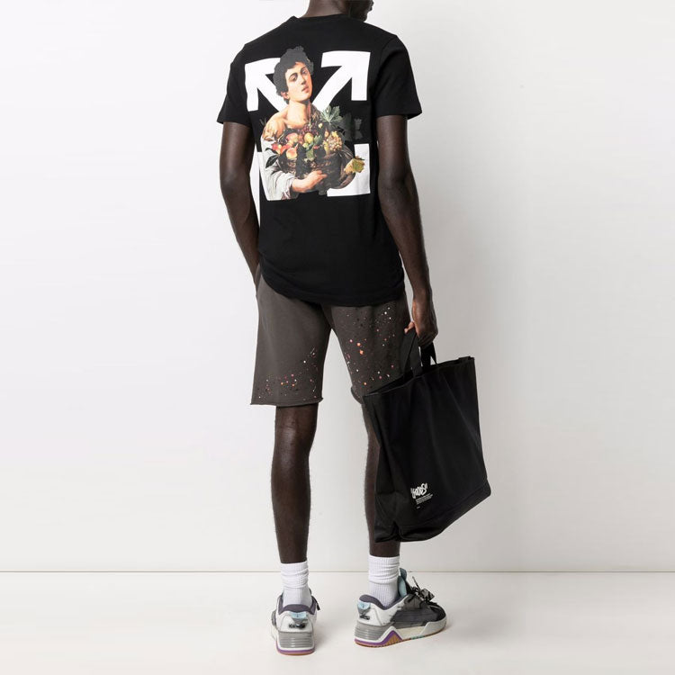 Off-White SS21 Cartoon Printing Round Neck Short Sleeve Version Black OMAA027S21JER0111001