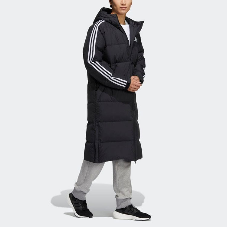 adidas 3ST Long Coat Outdoor Sports Hooded Stay Warm Down Jacket Black H20760