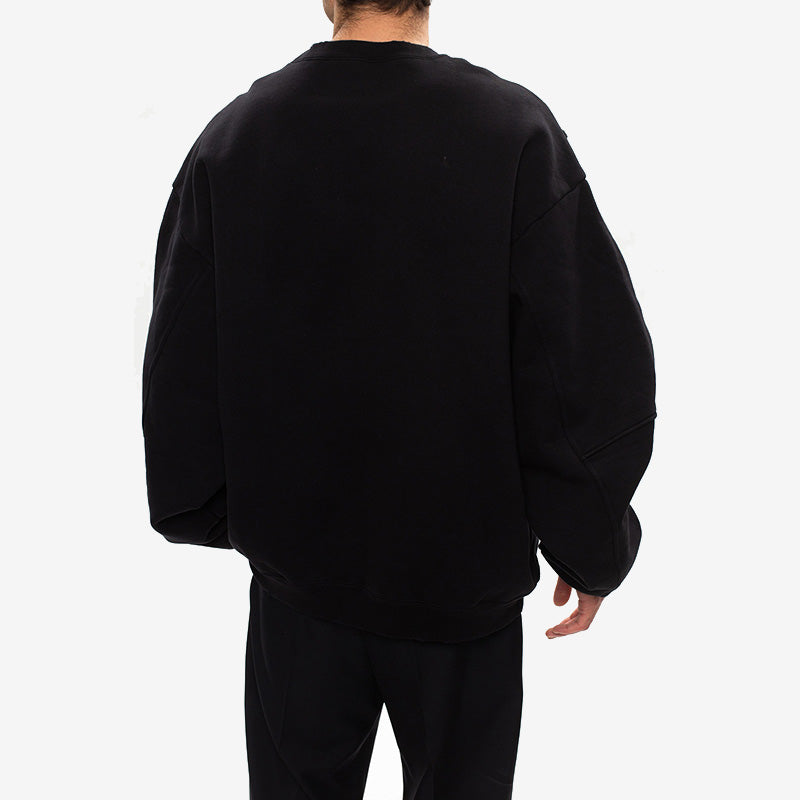 Men's Balenciaga SS21 Hole Large Round Neck Long Sleeves Black 641654TJVI71070