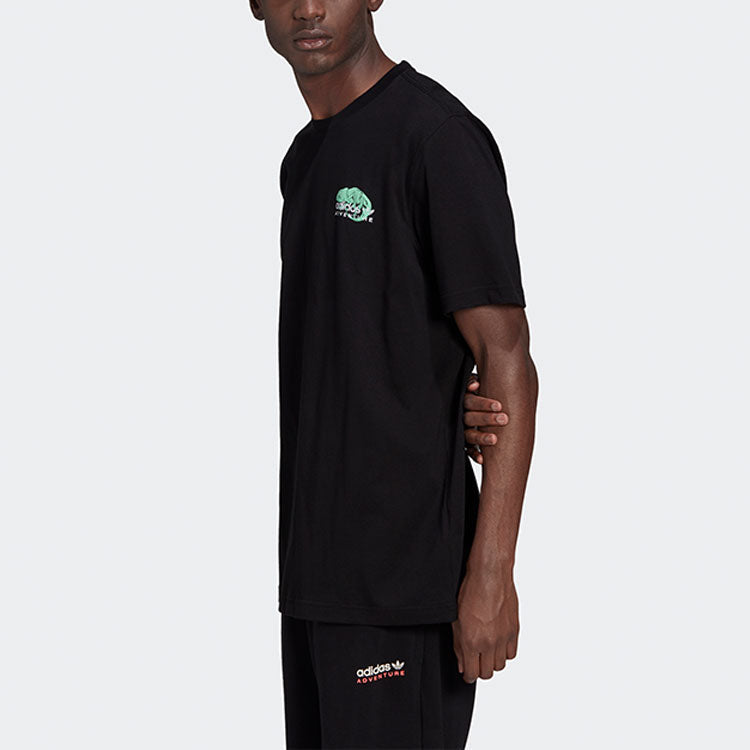 adidas originals Pckalot Tee Retro Printing Sports Round Neck Short Sleeve Black HF4762