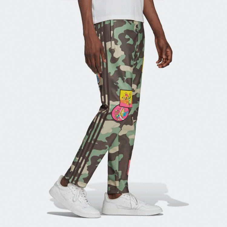 Men's adidas originals x JEREMY SCOTT Crossover Camouflage Sports Pants/Trousers/Joggers Green H53372