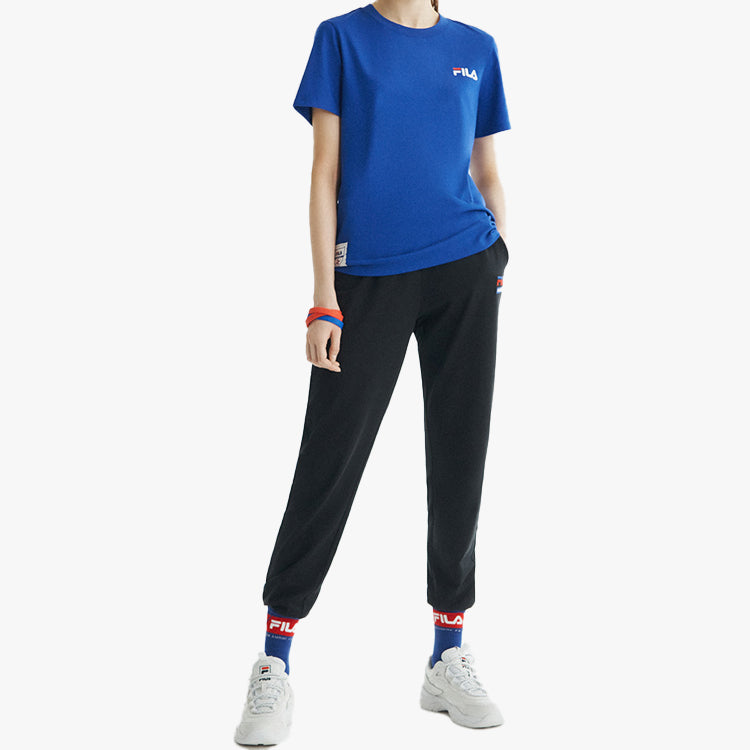(WMNS) FILA FUSION Classic Colorblock Embroidered Logo Sports Pants Black T11W022601F-BK