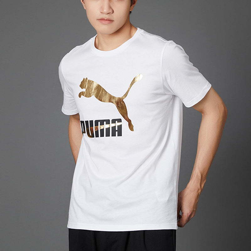PUMA Classics Logo T-Shirt 'White Gold Black' 532280-02