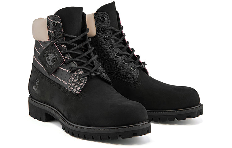 Timberland Premium Waterproof Wide Fit Boot 'Black Nubuck with Pink' A2JCKW
