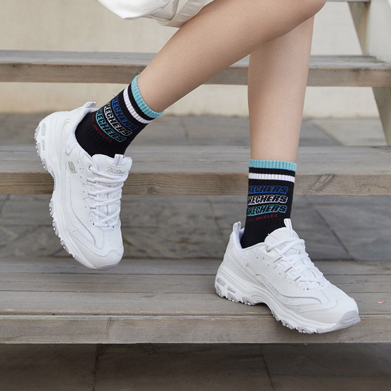 (WMNS) Skechers D'Lite-Looking Glass 'White Grey' 11959-WHT