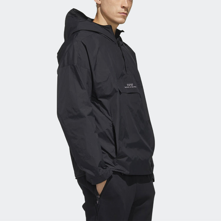 adidas logo Loose Casual Hooded Jacket Black FM5409