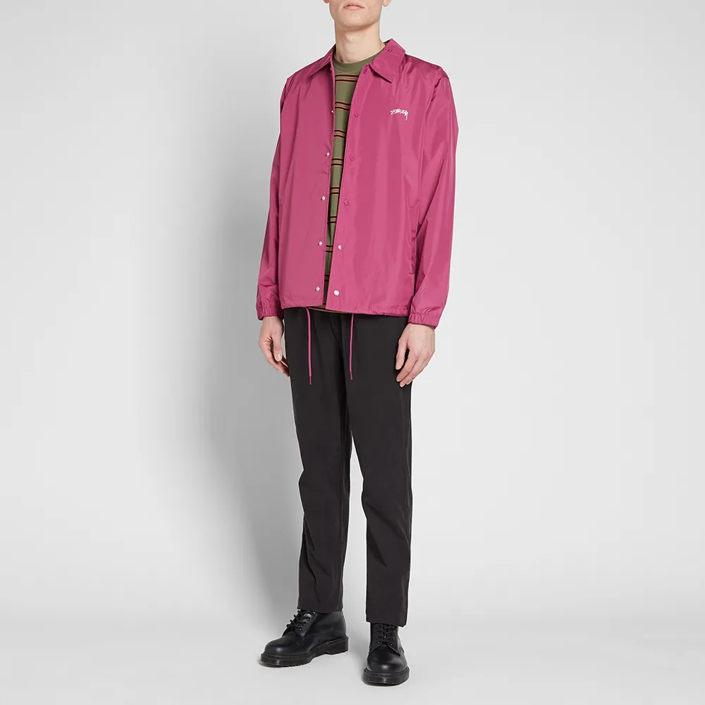 Stussy Back logo Printing Coach Jacket Unisex Rose Red 115394-PINK