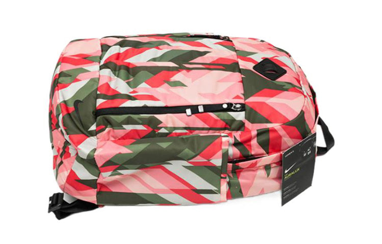 Nike Splicing Colorblock Sports Outdoor Schoolbag Backpack Pink / Military Green / Red BA5242-808