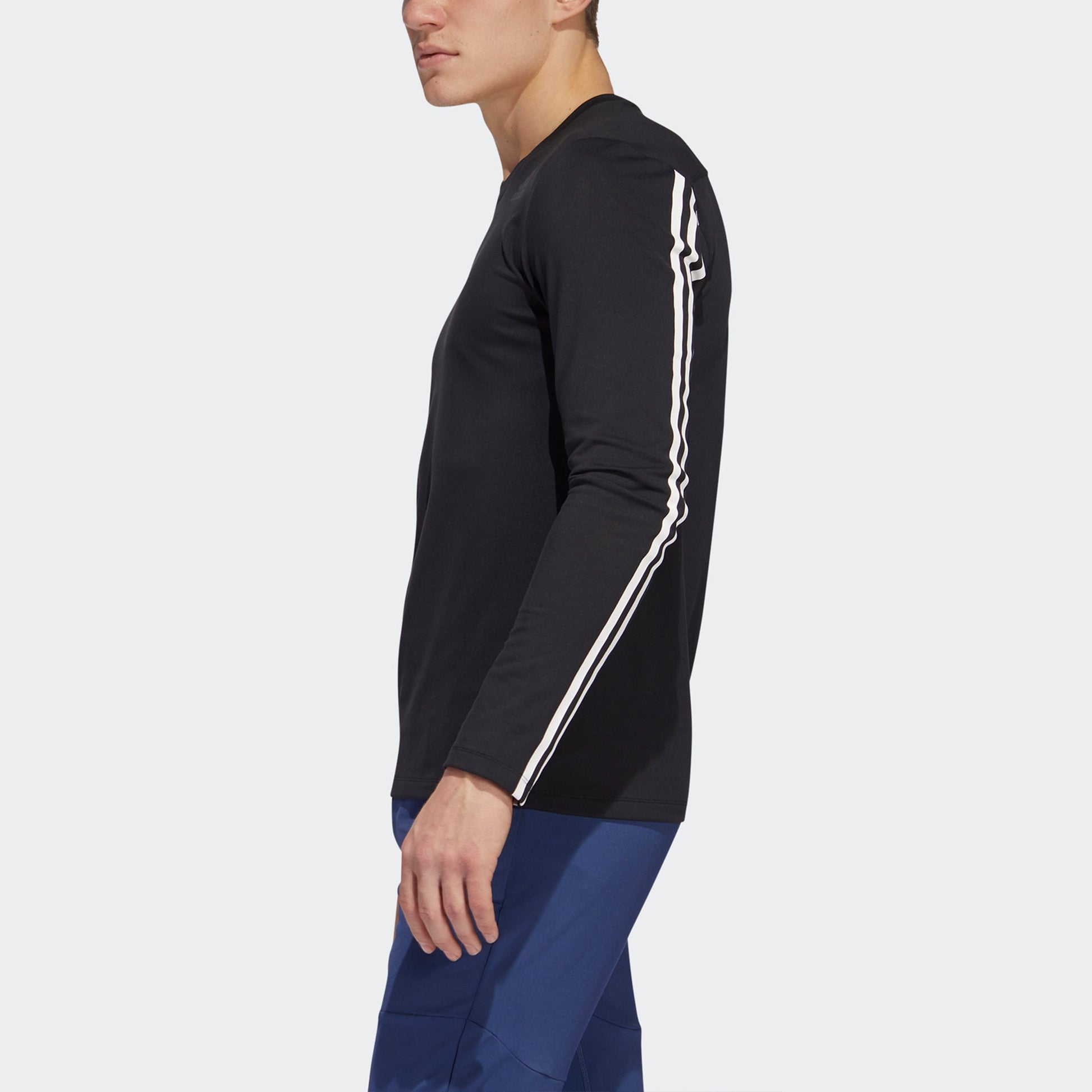 adidas Sha Gold Crew Sports Training Breathable Stripe Round Neck Pullover Black FS4257