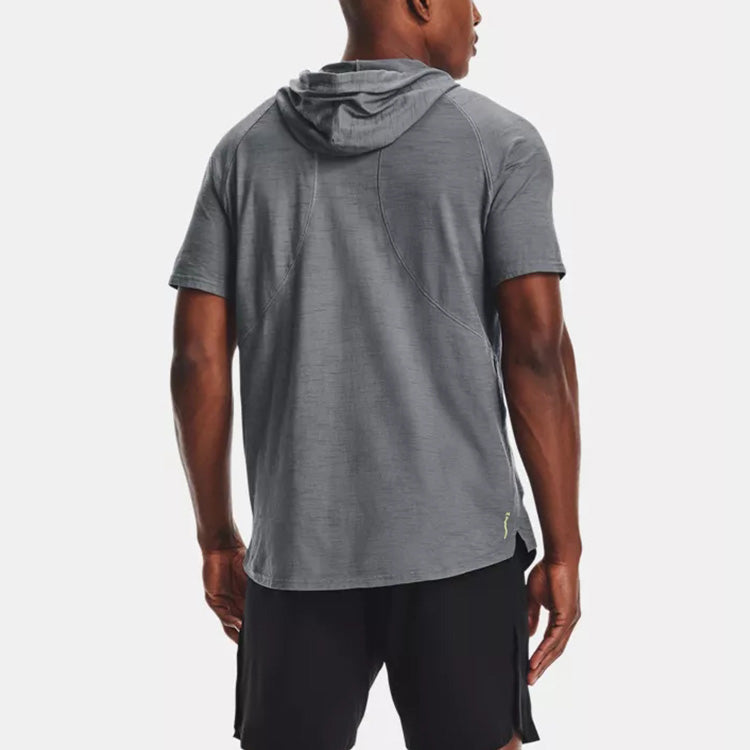 Men's Under Armour Project Rock Casual Sports hooded Short Sleeve Gray 1361719-012