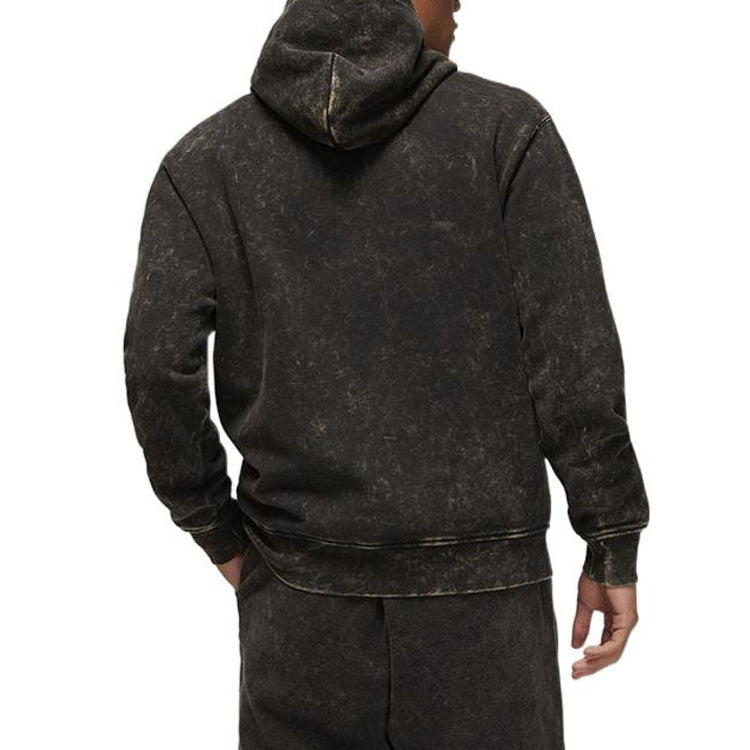 Men's Air Jordan Kangaroo Pocket Alphabet Flying Man Logo Pullover Drawstring Black DR3688-010