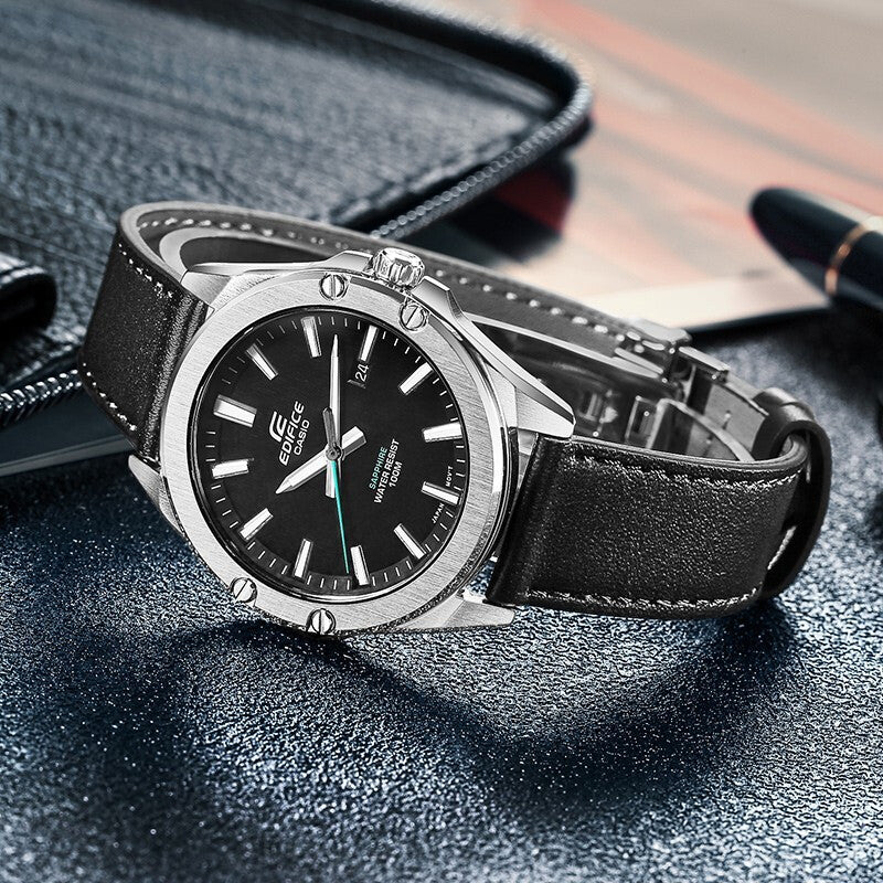 CASIO Waterproof EDIFICE Sapphire Crystal Quartz Mens Black Analog EFR-S107YL-1AVUPR