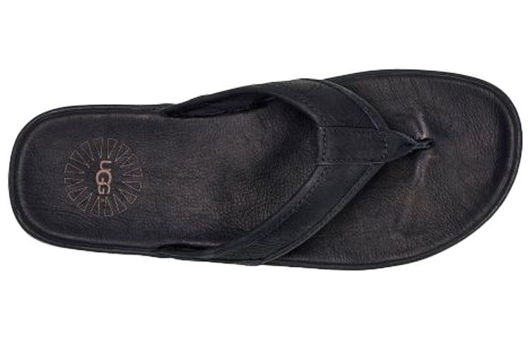 UGG Seaside Flip Leather Cowhide Slipper Black 1102690-BLK