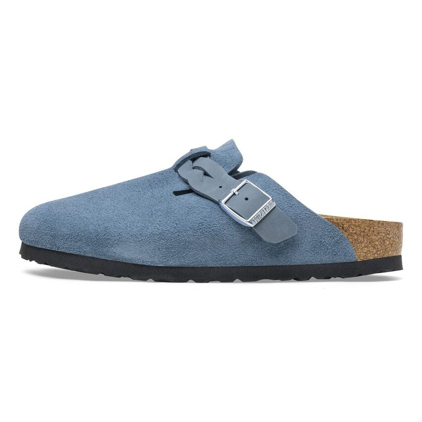 Birkenstock Boston Braided Suede Leather Sandals 'Elemental Blue' 1026673
