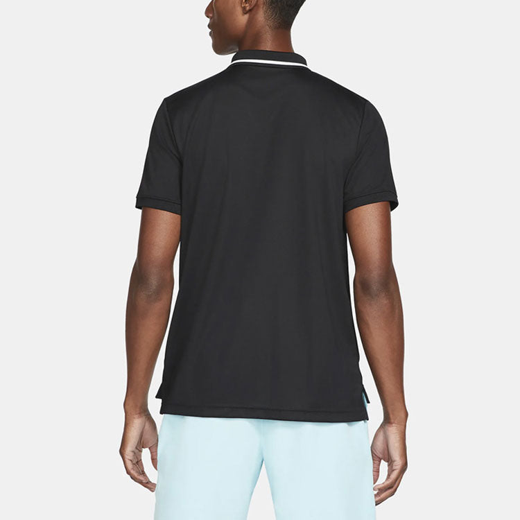 Nike Casual Sports Logo Pattern Printing Short Sleeve Polo Shirt Black CW6848-010